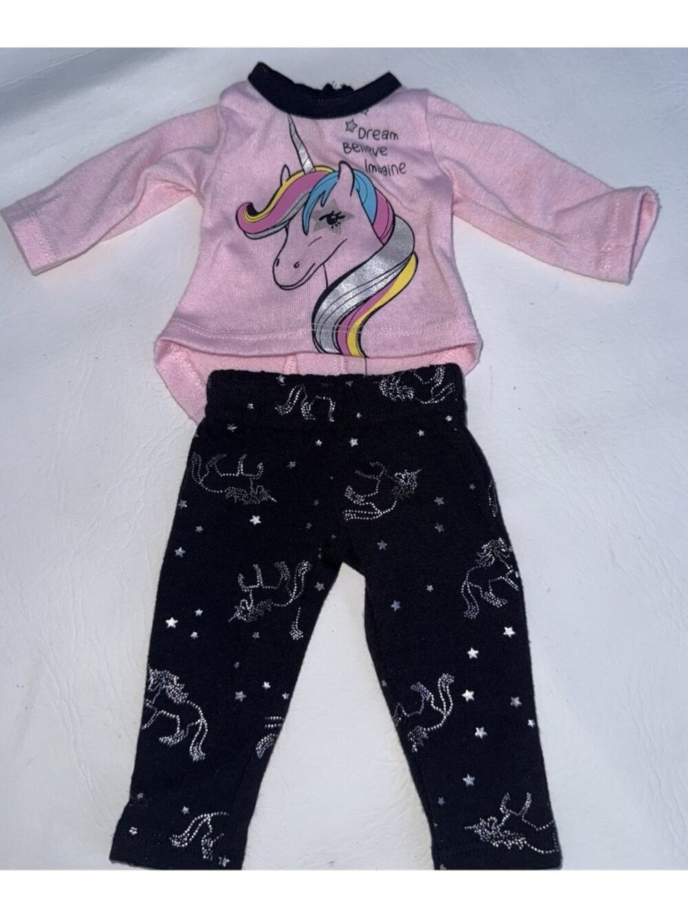Doll Clothes 18" Unicorn Outfit Pink Top Black Pants Shirt Leggings Komar Kids